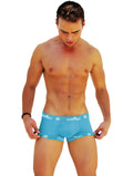 Light blue jockey brand boxer brief underwear with white logo trim for comfortable everyday wear