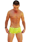 Bright lime green icker sea logo trim boxer brief underwear with white waistband logo pattern for men