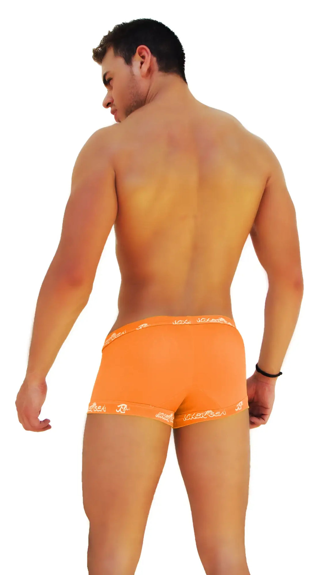 Orange icker sea boxer brief underwear with white logo trim made for comfortable everyday wear