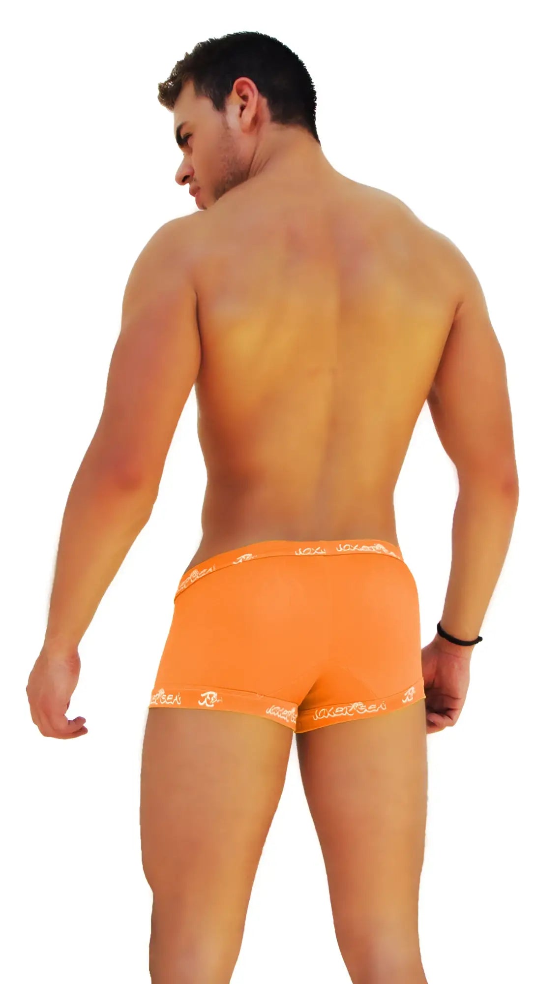 Orange icker sea boxer brief underwear with white logo trim made for comfortable everyday wear
