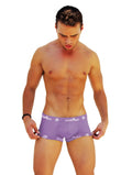Purple icker sea logo trim boxer brief underwear featuring white logo trim on breathable fabric