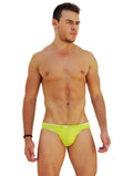 Icker sea bright lime green briefs with subtle white logo trim along the waistband kiss my ass slip bikini underwear