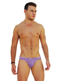 Purple icker sea men’s briefs with white logo trim waistband designed for comfortable daily wear