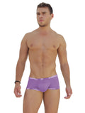 Purple icker sea logo trim low boxer briefs with white versace branding on waistband and leg openings
