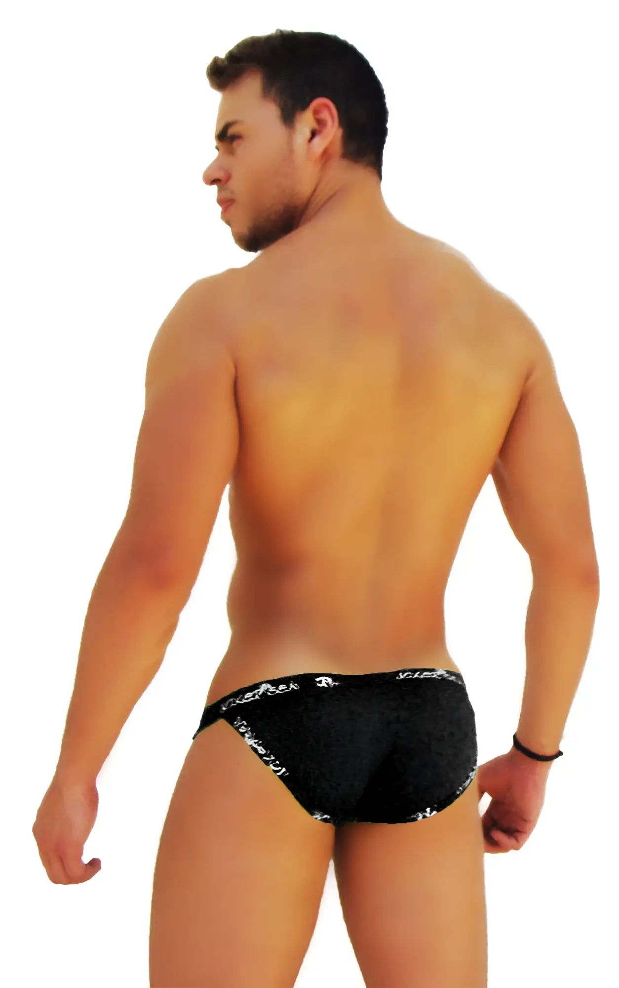 Black icker sea microslip bikini briefs with textured fabric and white logo trim for comfortable everyday wear