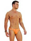Bright orange icker sea logo trim microslip bikini underwear with white logo and brand name waistband