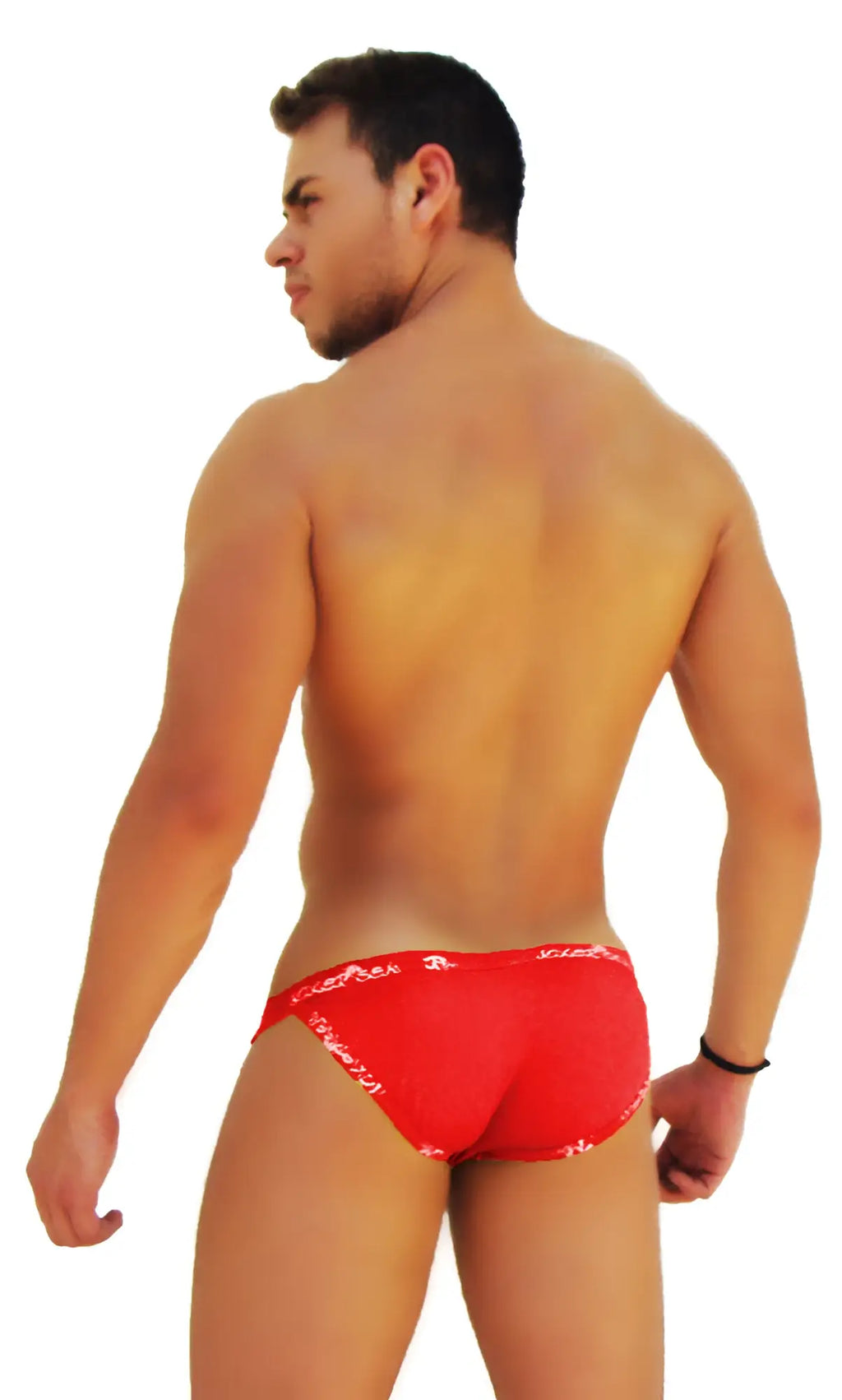 Icker sea red microslip bikini underwear with a white patterned trim featuring the logo trim design