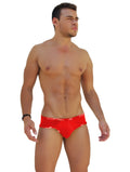 Red Icker Sea logo trim mini bikini underwear featuring white branded waistband for men