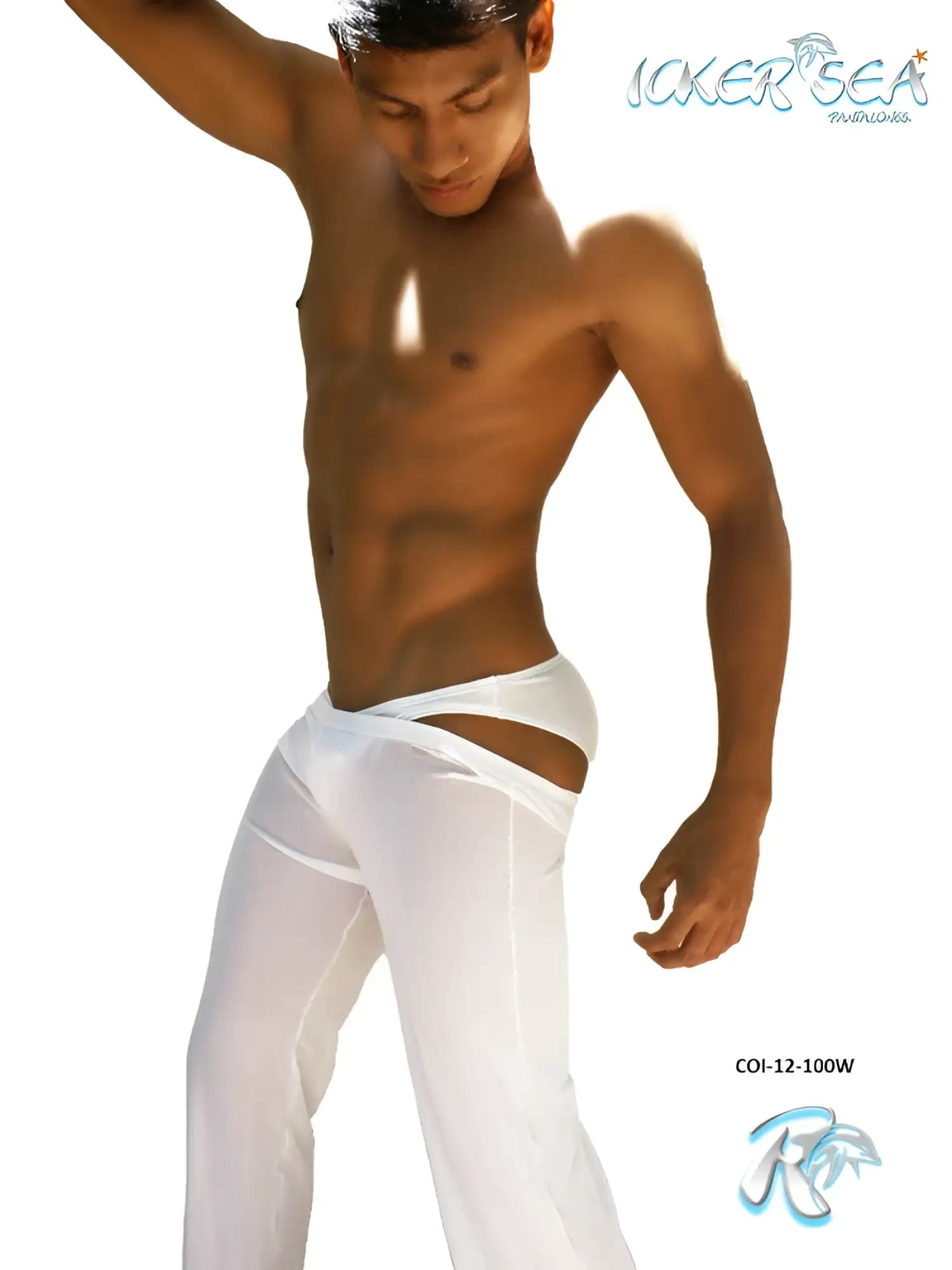 Icker Sea mesh beach pants white sheer cut-out design modern style perfect for beachwear