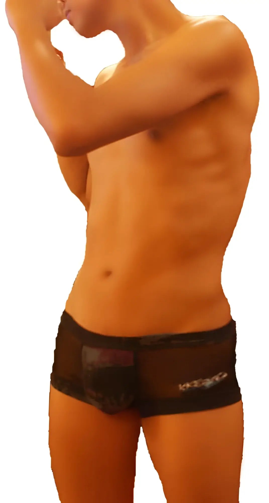 Icker Sea mesh boxer brief underwear black with subtle logo on the side made of breathable mesh fabric