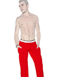 Icker Sea pyjama loungewear pants in red with a white waistband designed for comfortable casual wear