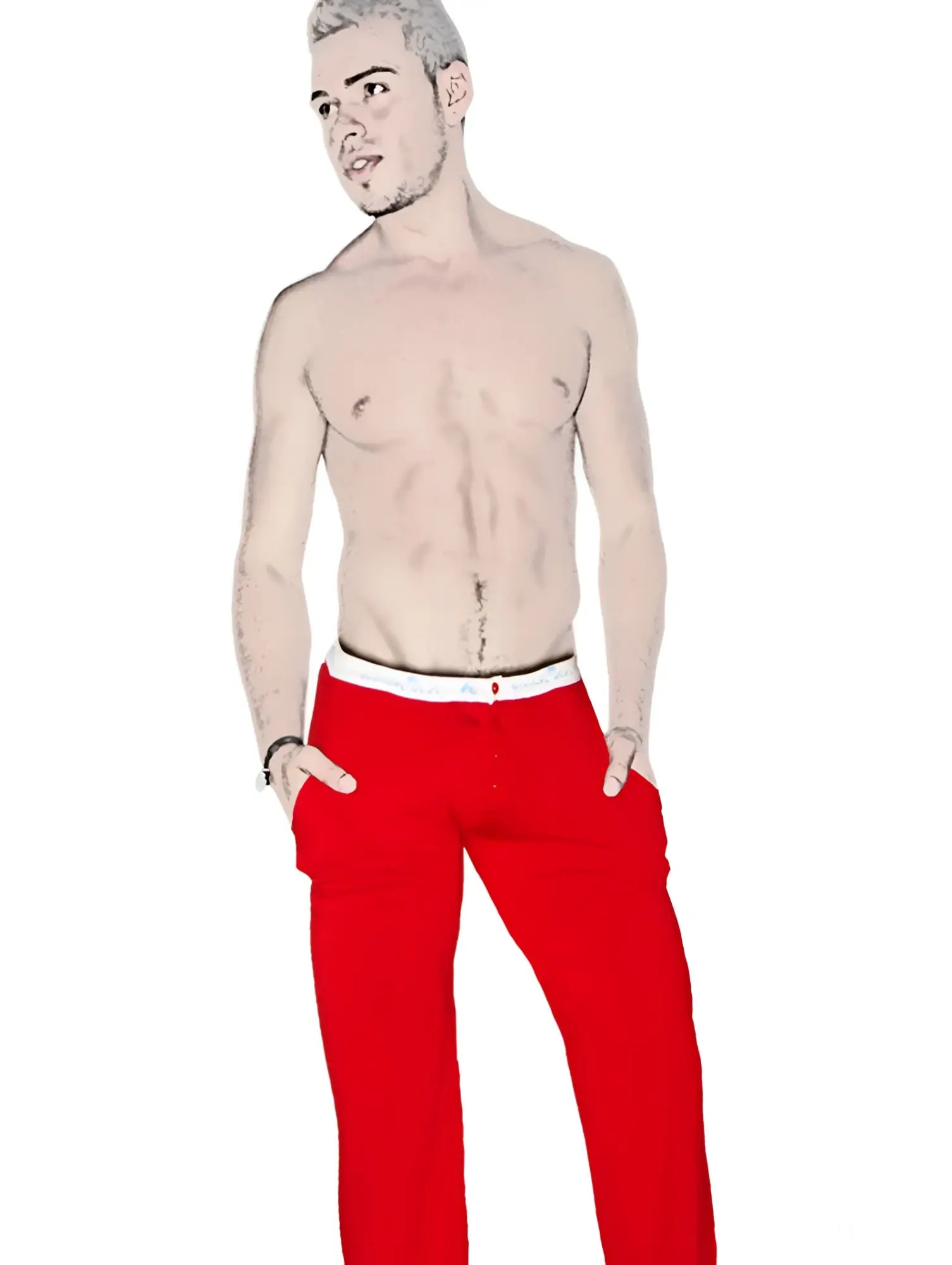 Icker Sea pyjama loungewear pants in red with a white waistband designed for comfortable casual wear