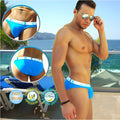 Bright blue icker sea sailor belted logo slip bikini swimwear with white elastic waistband and brand logo