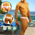 Pink icker sea sailor belted logo tanga thong swimwear with a white waistband featuring blue and black branding