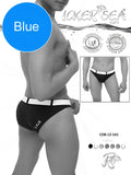 Black and white men’s swim trunks with a bold white waistband from icker sea sailor belted slip bikini swimwear blue white cob-12-141