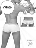 Icker sea sailor belted square cut white men’s swim trunks with sleek fitted design and elastic waistband