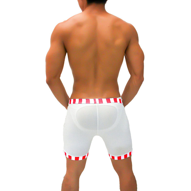 Icker Sea Lines Shorts &amp; Jockstrap mit Candy-Streifen-Besatz, rot, SHR-21-01