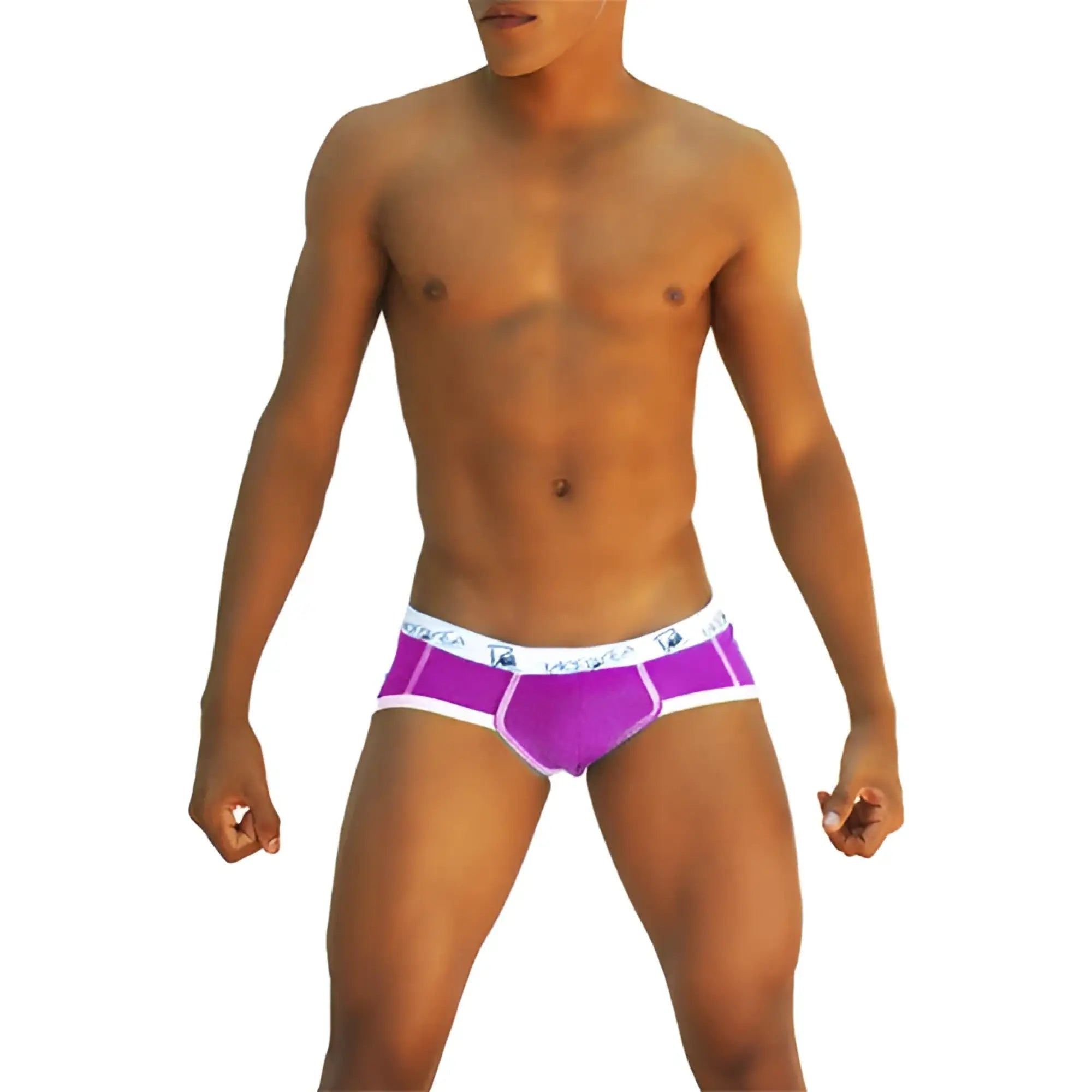 Icker sea smile me brief underwear in purple and white with a branded waistband for men made of soft fabric