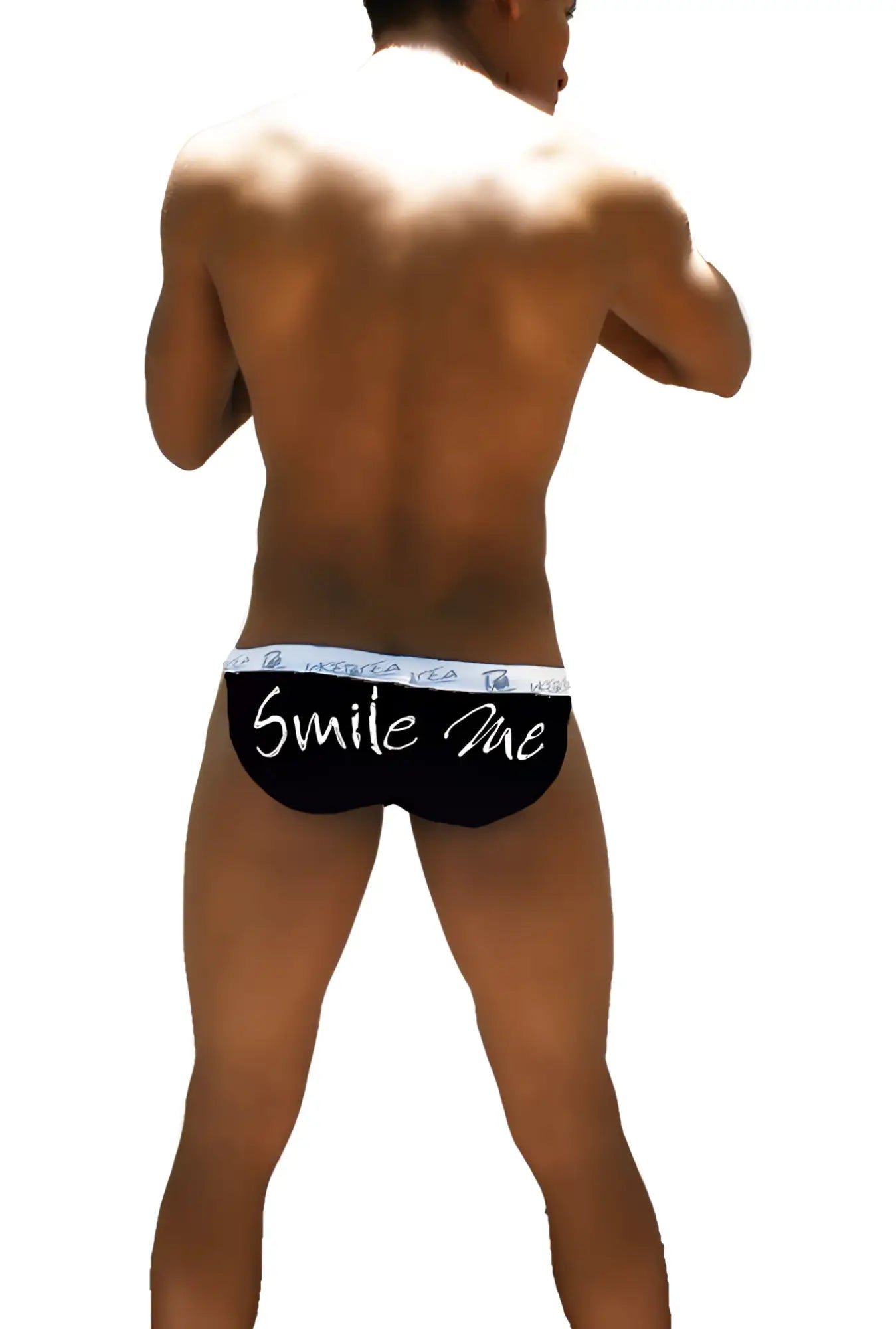 Black icker sea smile me microslip bikini underwear with white text and patterned waistband designed for comfort