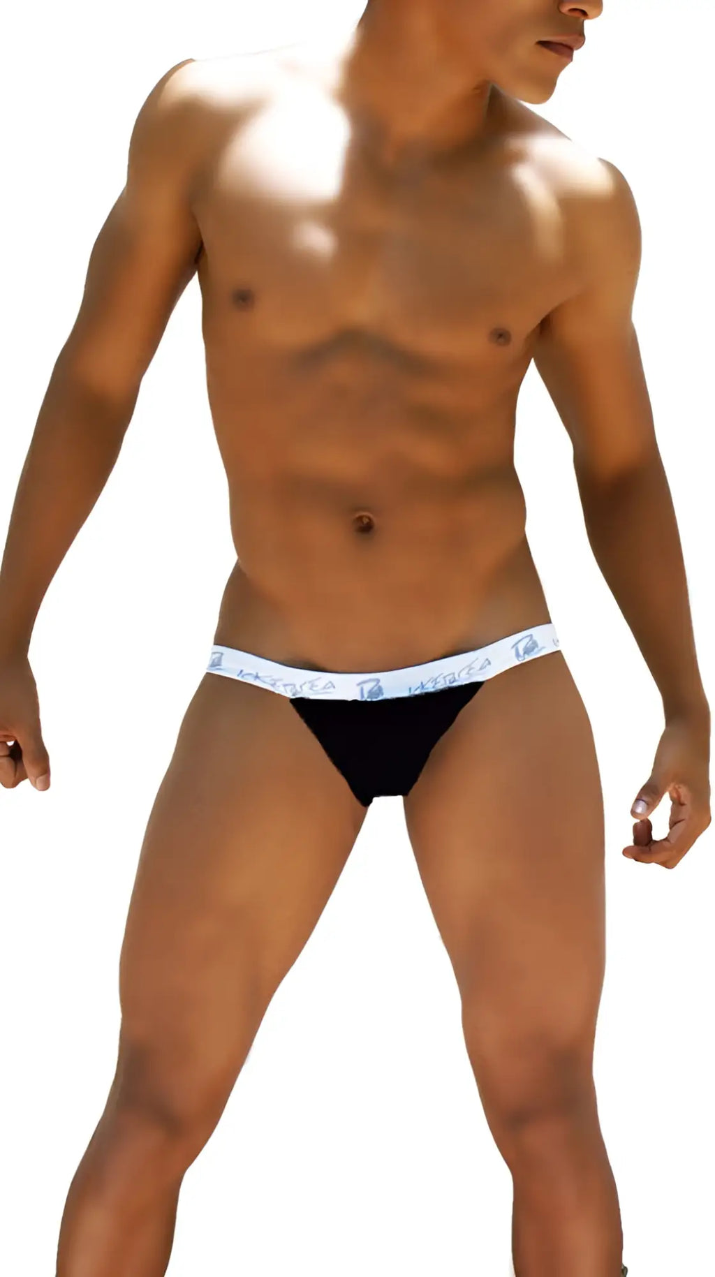 Black Icker Sea Smile Me microslip bikini underwear with white waistband and blue mercer logo in COI-16-27 style