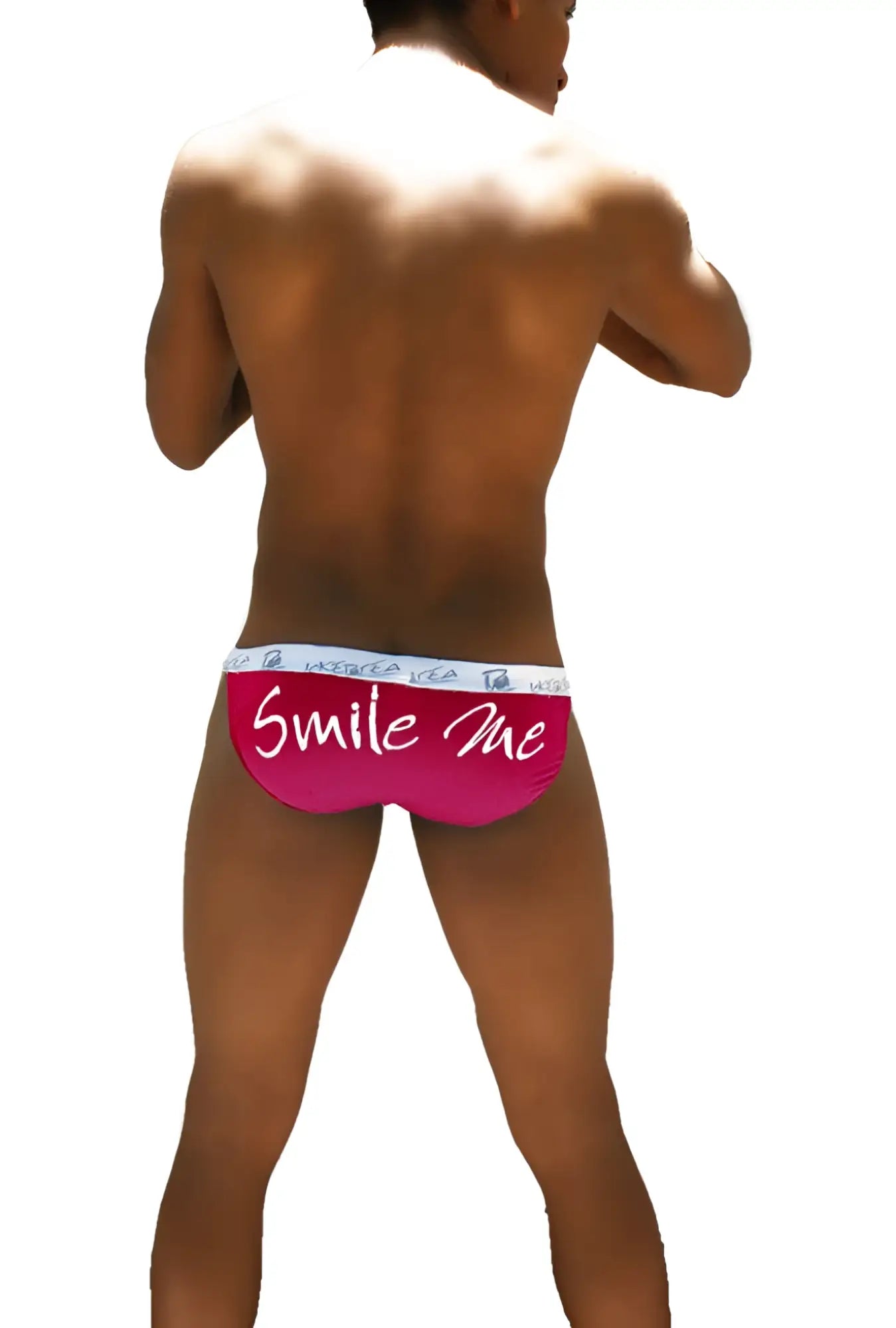 Icker Sea Smile Me microslip bikini underwear in fuchsia with bright pink briefs and a white smile me waistband