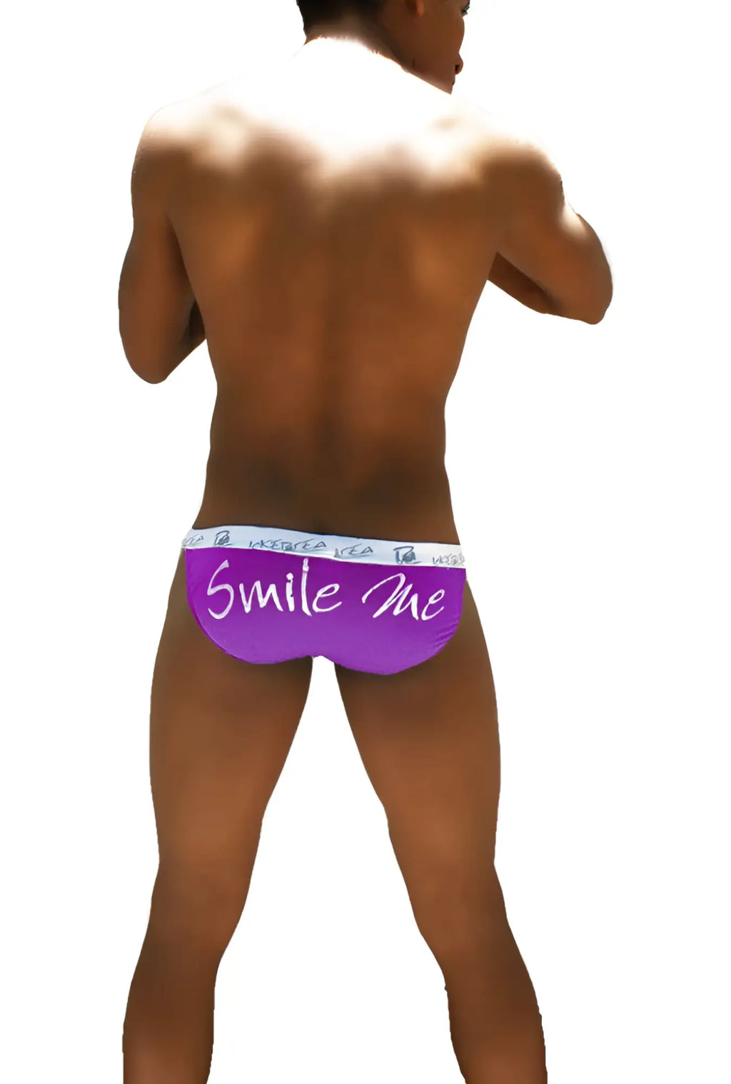 Icker sea smile me microslip bikini underwear purple with white smile me text and light blue waistband