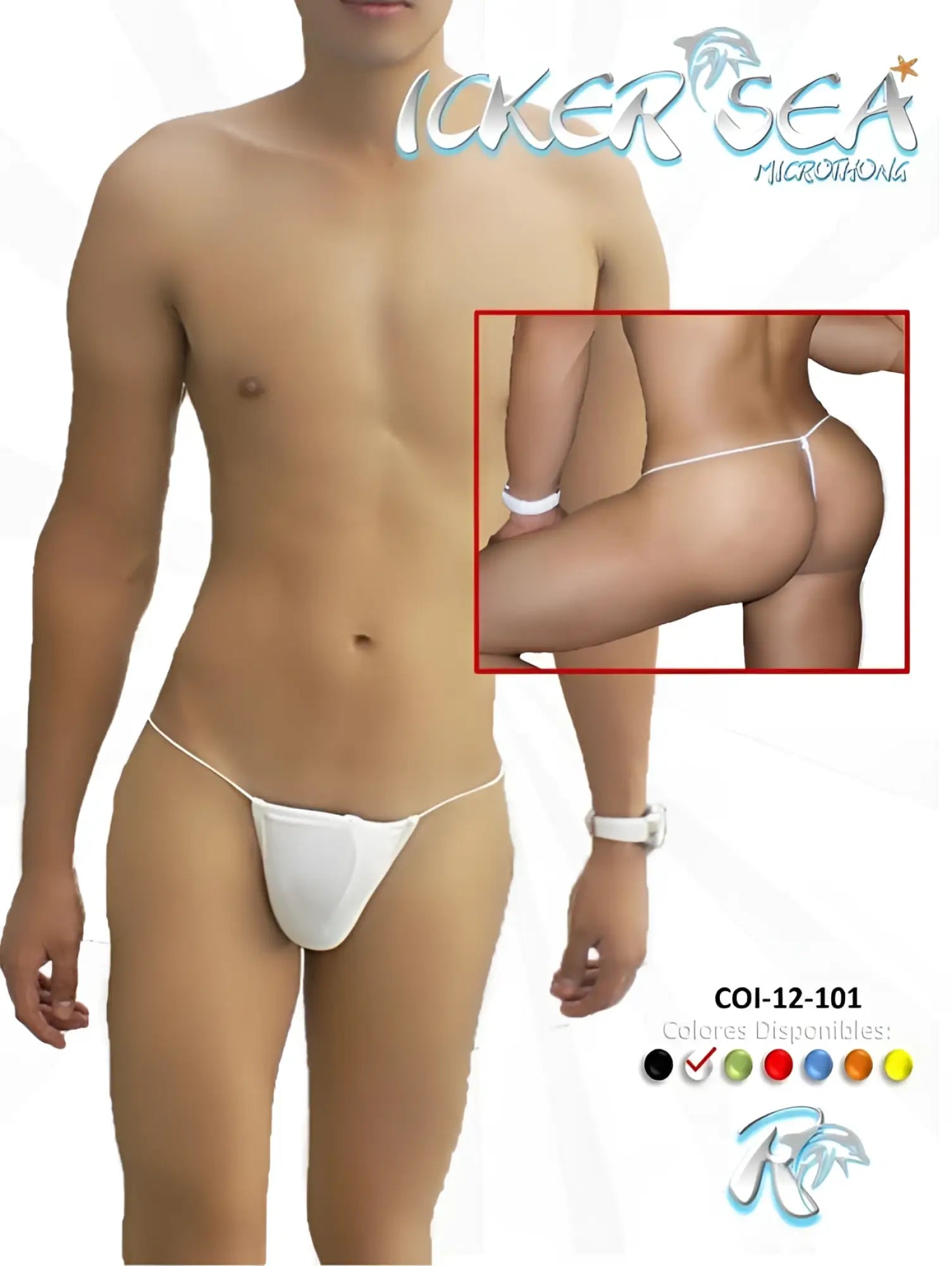 White lace microthong by Icker Sea featuring solid micro g string design in white for minimal coverage underwear
