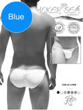 White micro slip swim trunks with subtle lace trim and elegant icker sea logo on the back in a sleek design