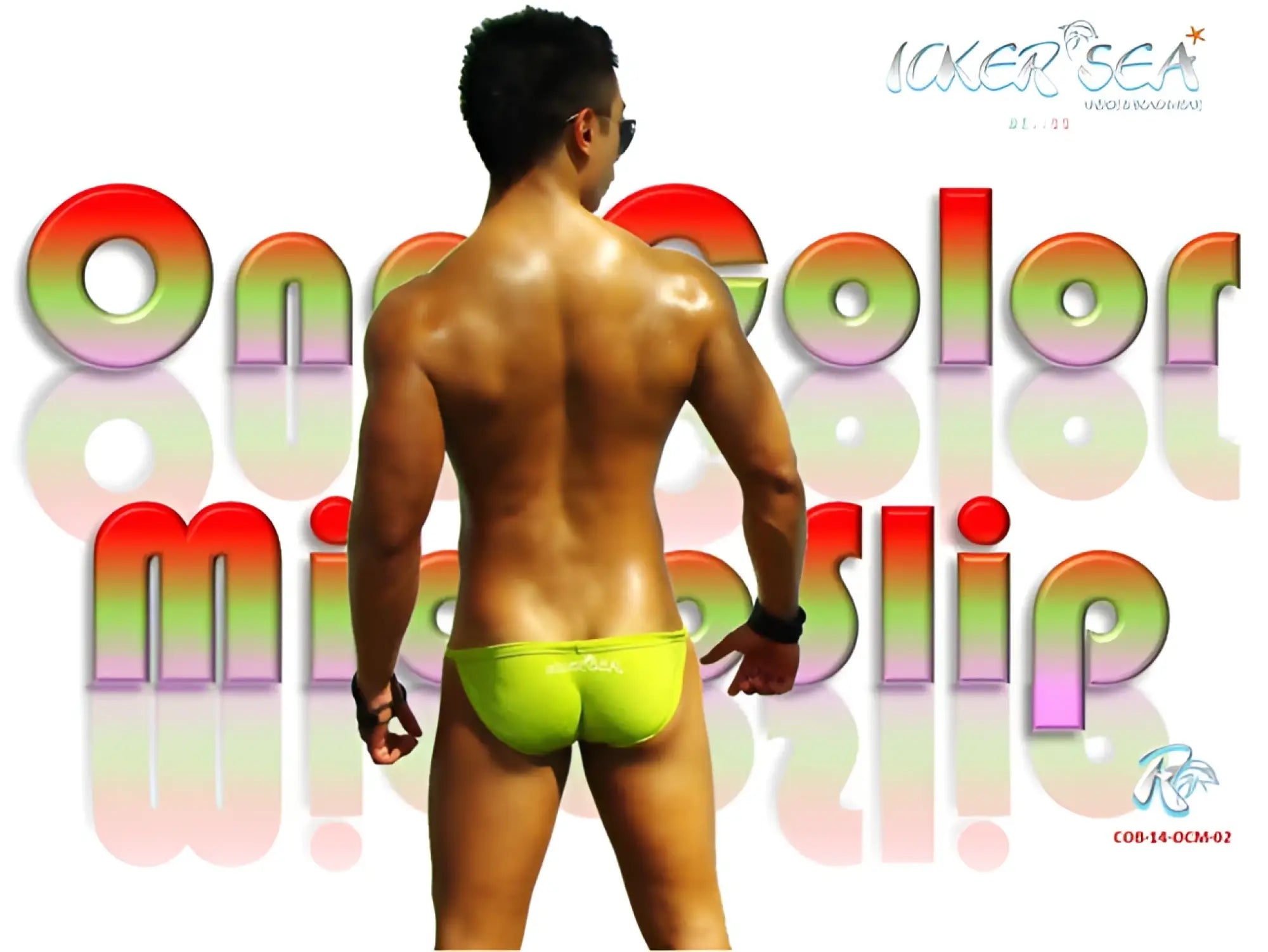 Bright neon green icker sea solid micro slip bikini swimwear one-piece with a snug form-fitting design