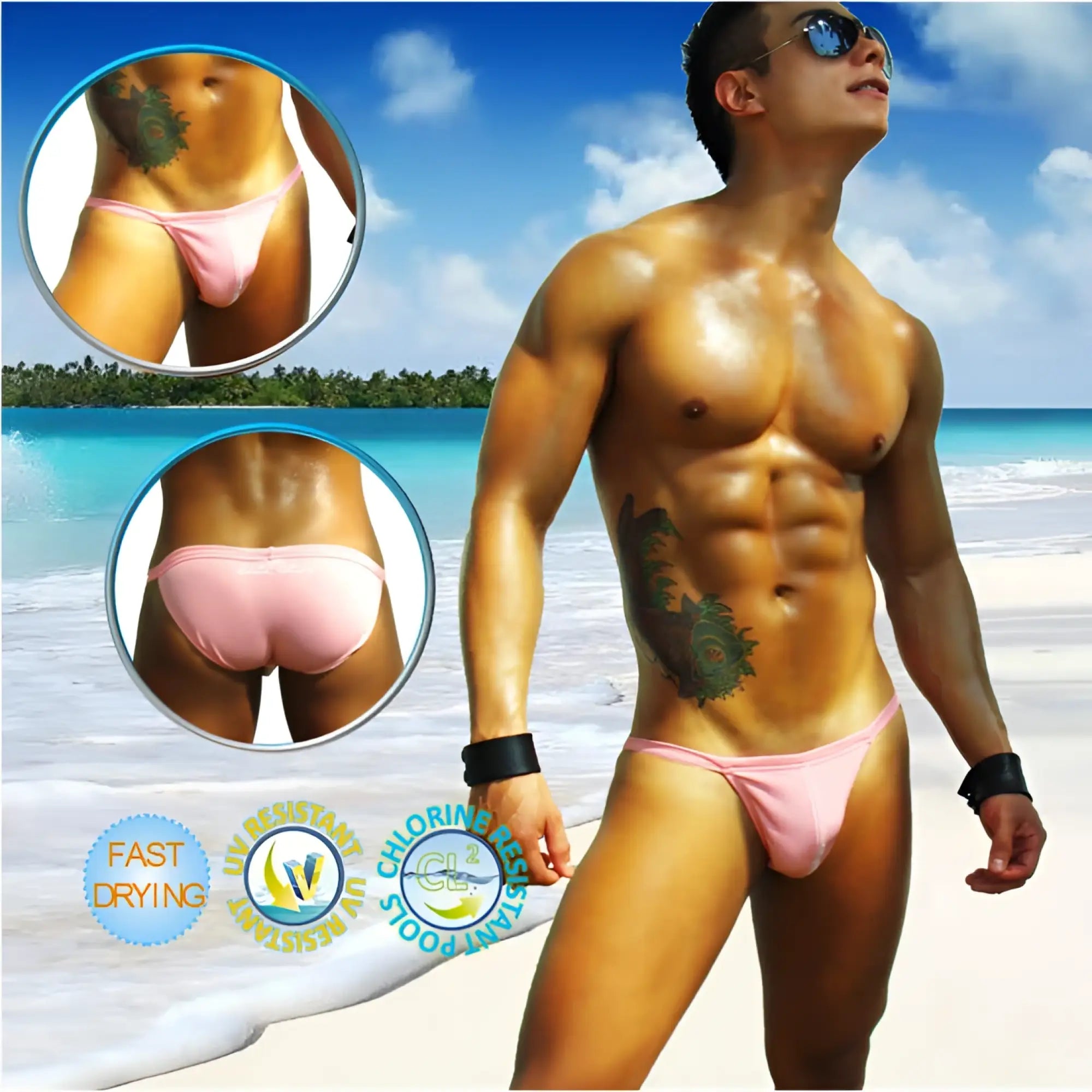 Icker sea solid micro slip bikini swimwear pink thong swimsuit with snug form-fitting design