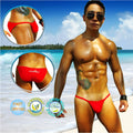 Vibrant red snug fitting icker sea solid micro slip bikini swimwear with subtle brand logo on waistband