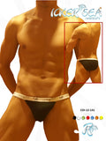 Black icker sea solid micro slip bikini underwear with white elastic waistband and black brand name text