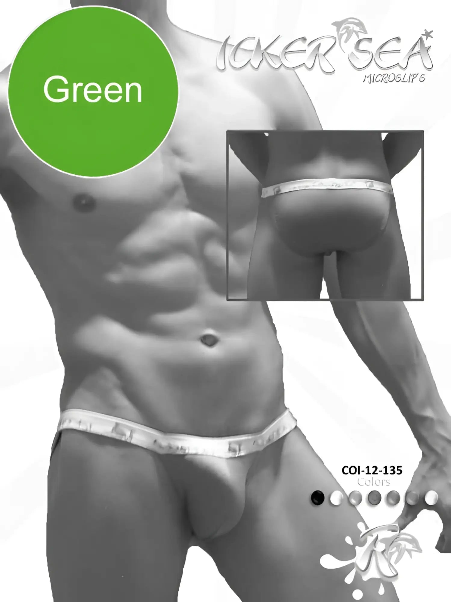 Icker sea solid micro slip bikini underwear in green with white elastic waistband featuring brand logo