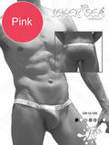 Pink icker sea solid micro slip bikini underwear with white elastic waistband featuring brand logo