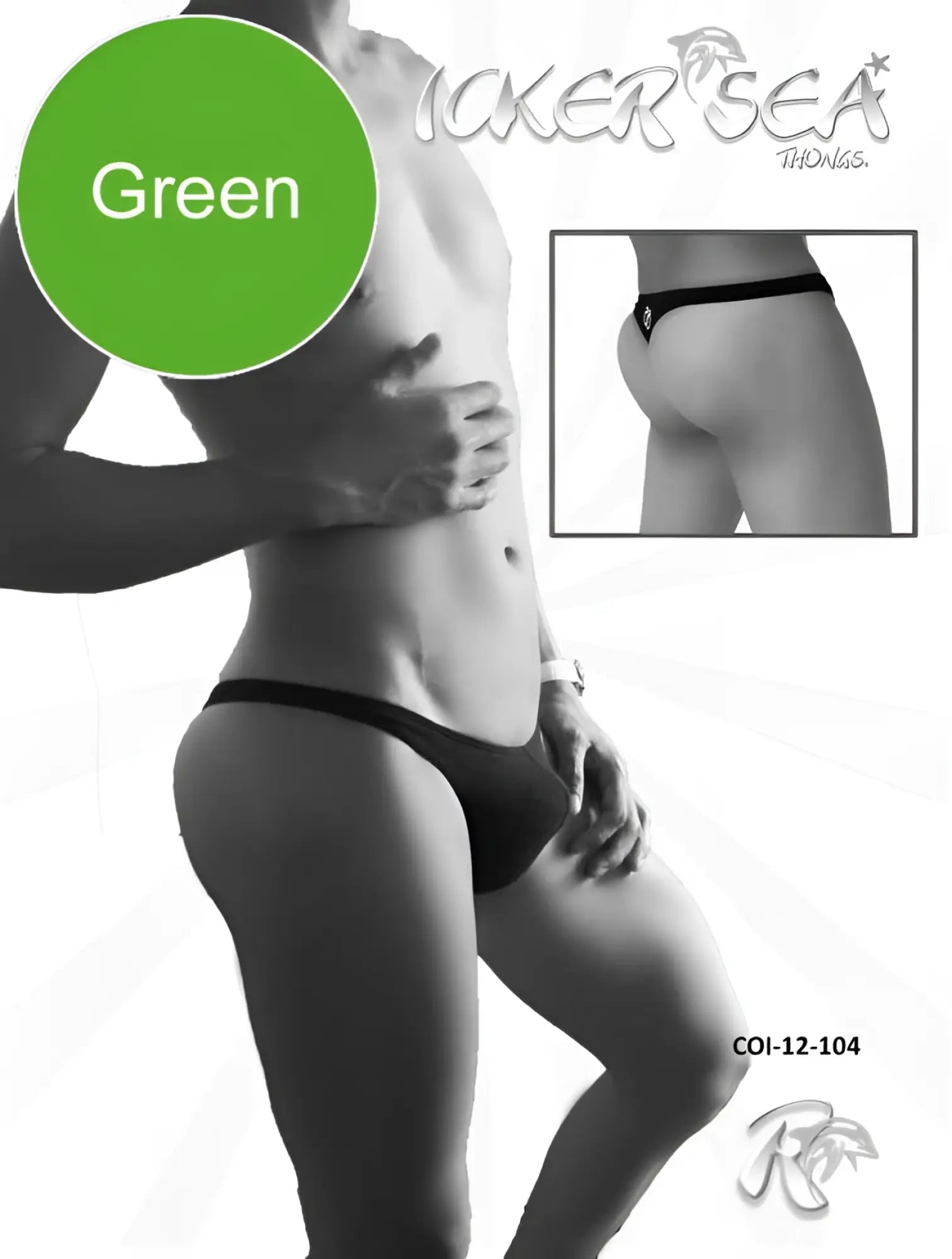 Green men’s solid mini thong underwear by icker sea featuring a sleek design and comfortable fit in green color
