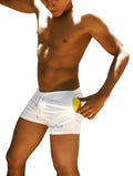 White icker sea sports tennis shorts with drawstring waistband and subtle blue side embroidery for casual wear