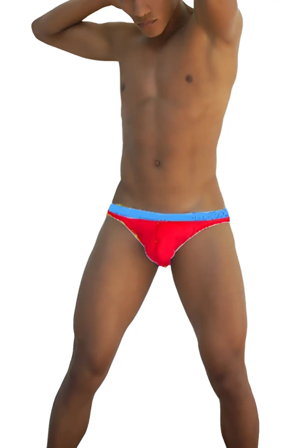 Icker sea stud slip bikini underwear in red and blue with a textured stretchy fabric waistband