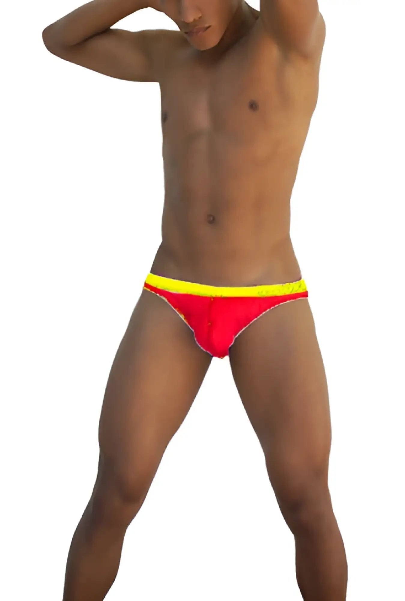 Icker Sea Stud Slip Bikini underwear in red and mango with a snug athletic cut for comfortable swimwear fit