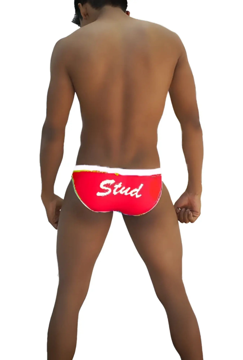 Icker Sea stud slip bikini underwear in red with white trim featuring stud script lettering for swimwear use