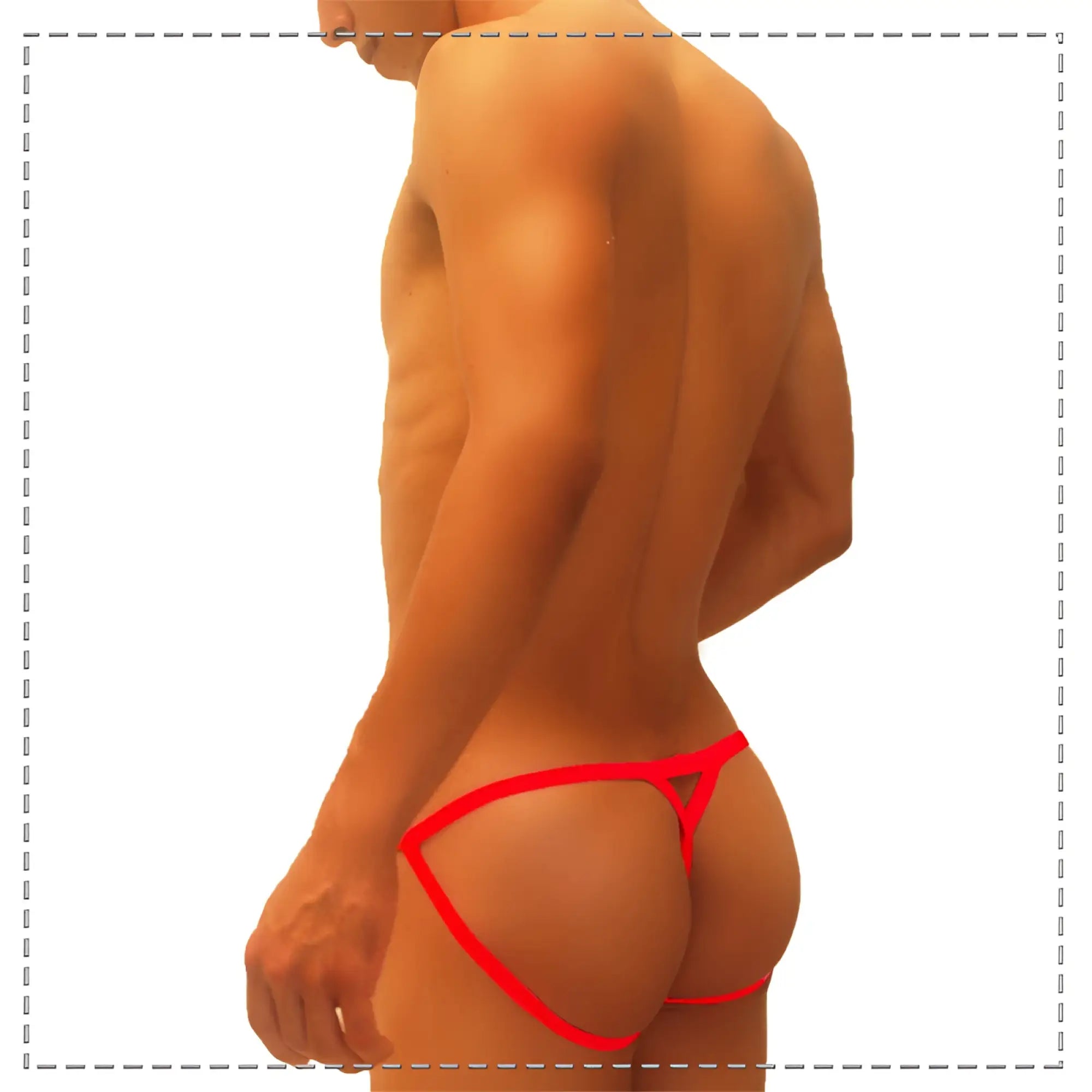 Icker Sea superhero stripe cut out red thong underwear with thin straps and triangular cutout design