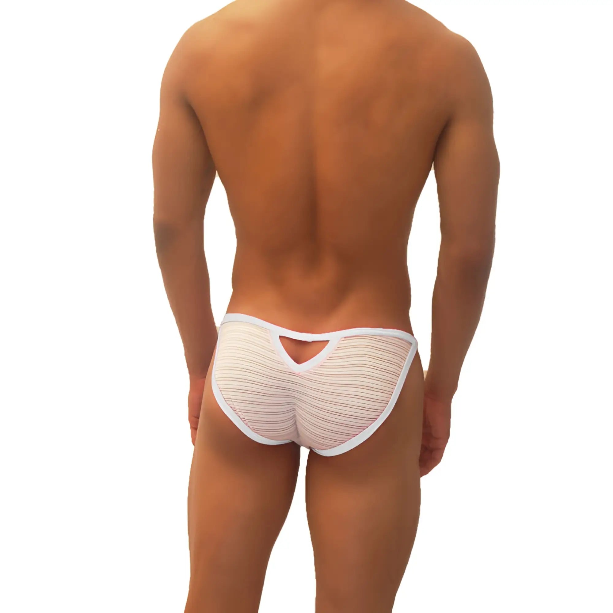 White striped icker sea superhero stripe cut out micro slip bikini underwear showing back design