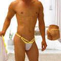 Yellow and white striped thong with crisscross front design y back g string underwear by icker sea mango