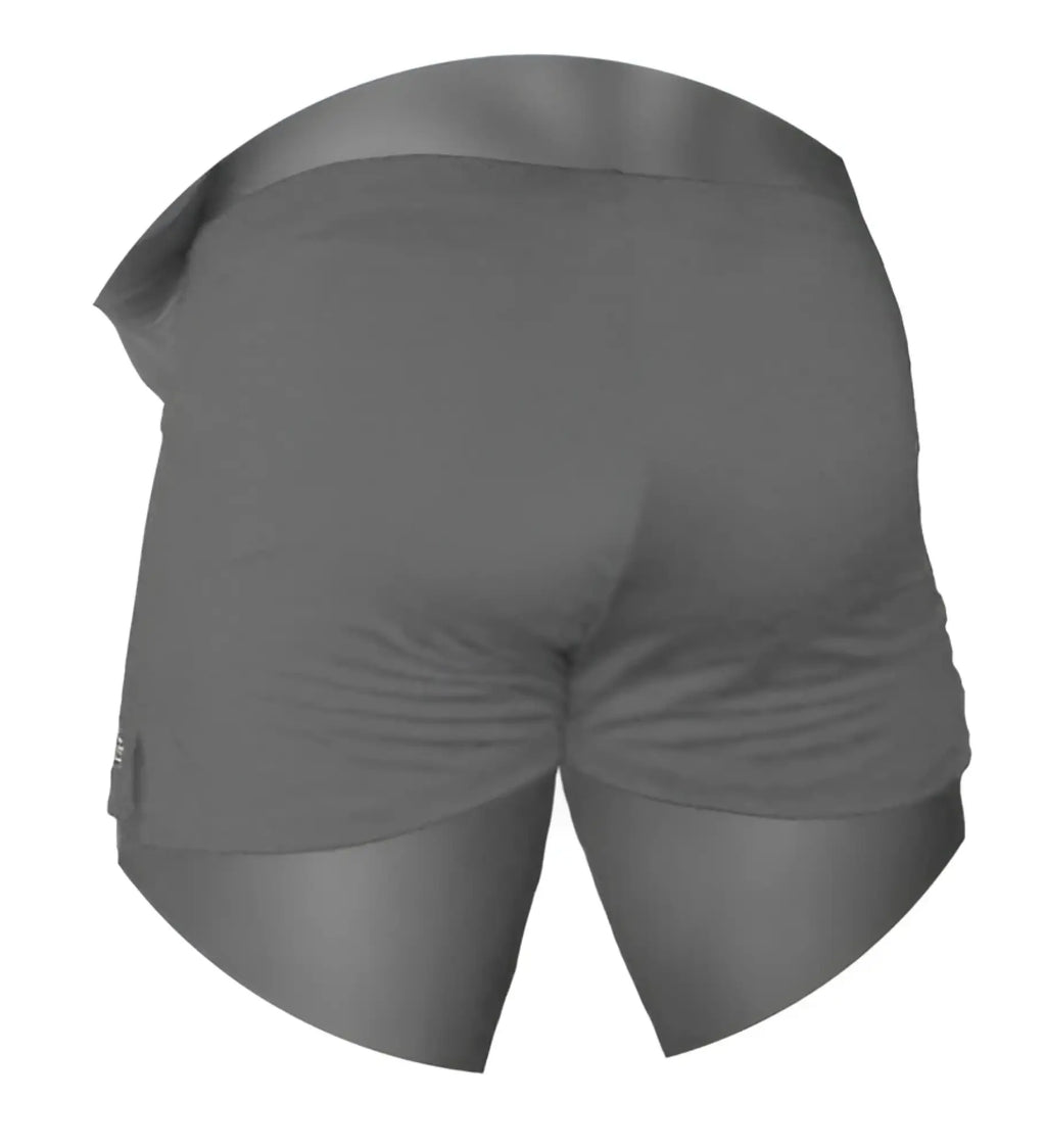 Icker sea tennis side slit shorts in gray with smooth form-fitting fabric and subtle waistband detail