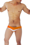 Icker Sea transparent panel slip bikini underwear in orange and white with a v-shaped design on athletic briefs