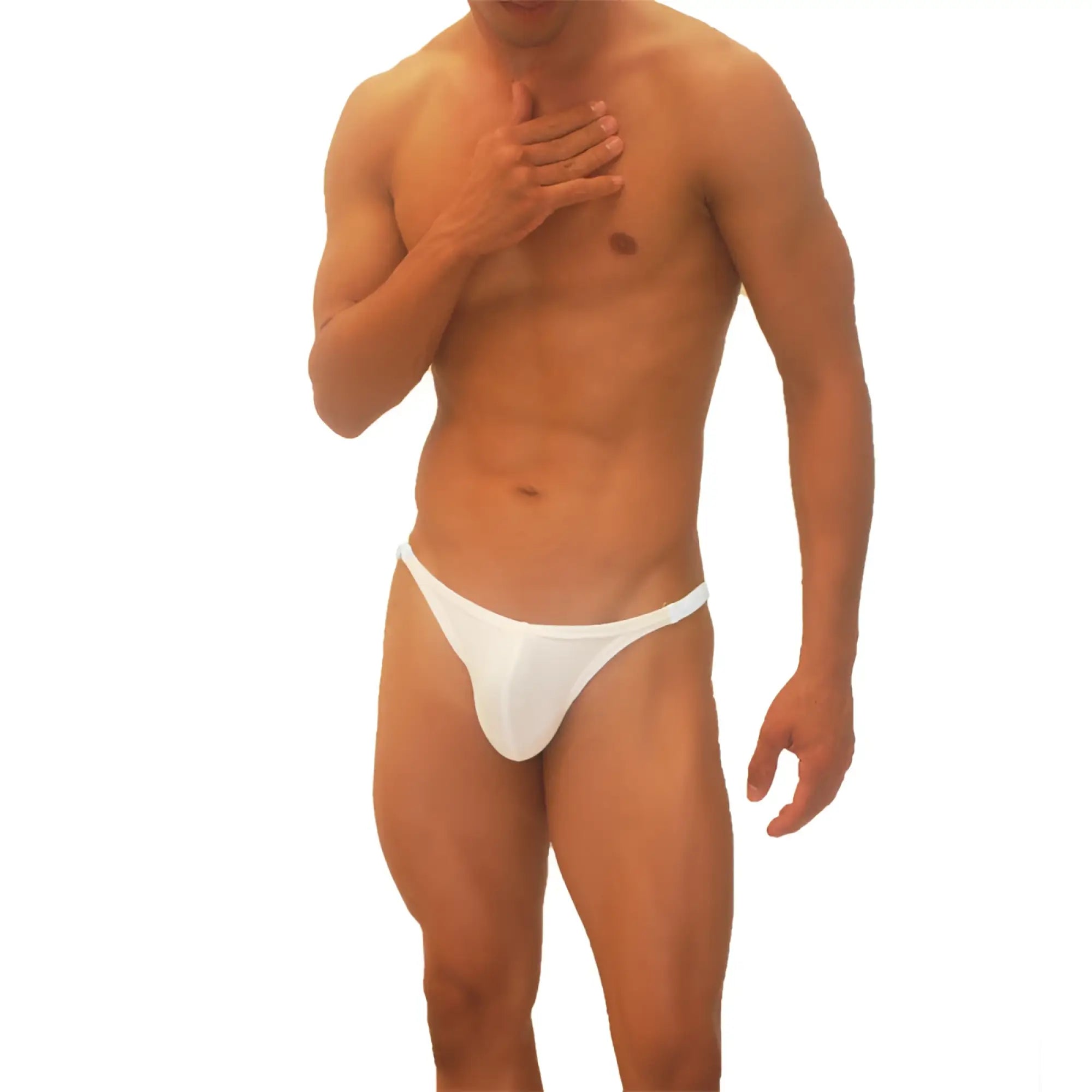 White icker sea trapezoid thong underwear made of smooth fabric with a form-fitting design