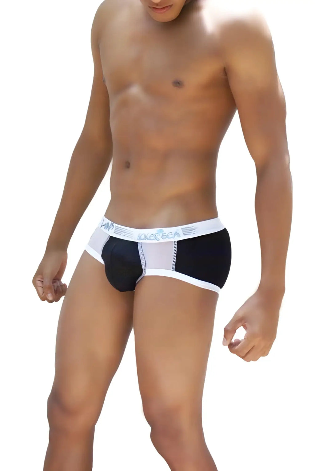 Black and white icker sea weekly contrast panel brief underwear with branded waistband in athletic fabric