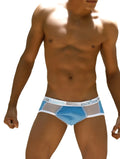 Light blue and white icker sea weekly contrast panel brief underwear with mesh panel design and breathable fabric
