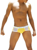 Yellow and gray athletic briefs with white waistband featuring liverpool logo from icker sea weekly contrast panel brief underwear mango white wk-13-03