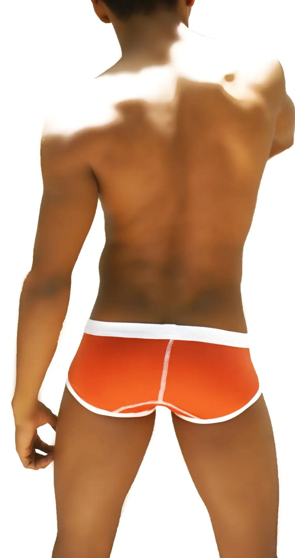 Bright orange icker sea weekly contrast panel brief underwear with white waistband and trim for comfortable wear