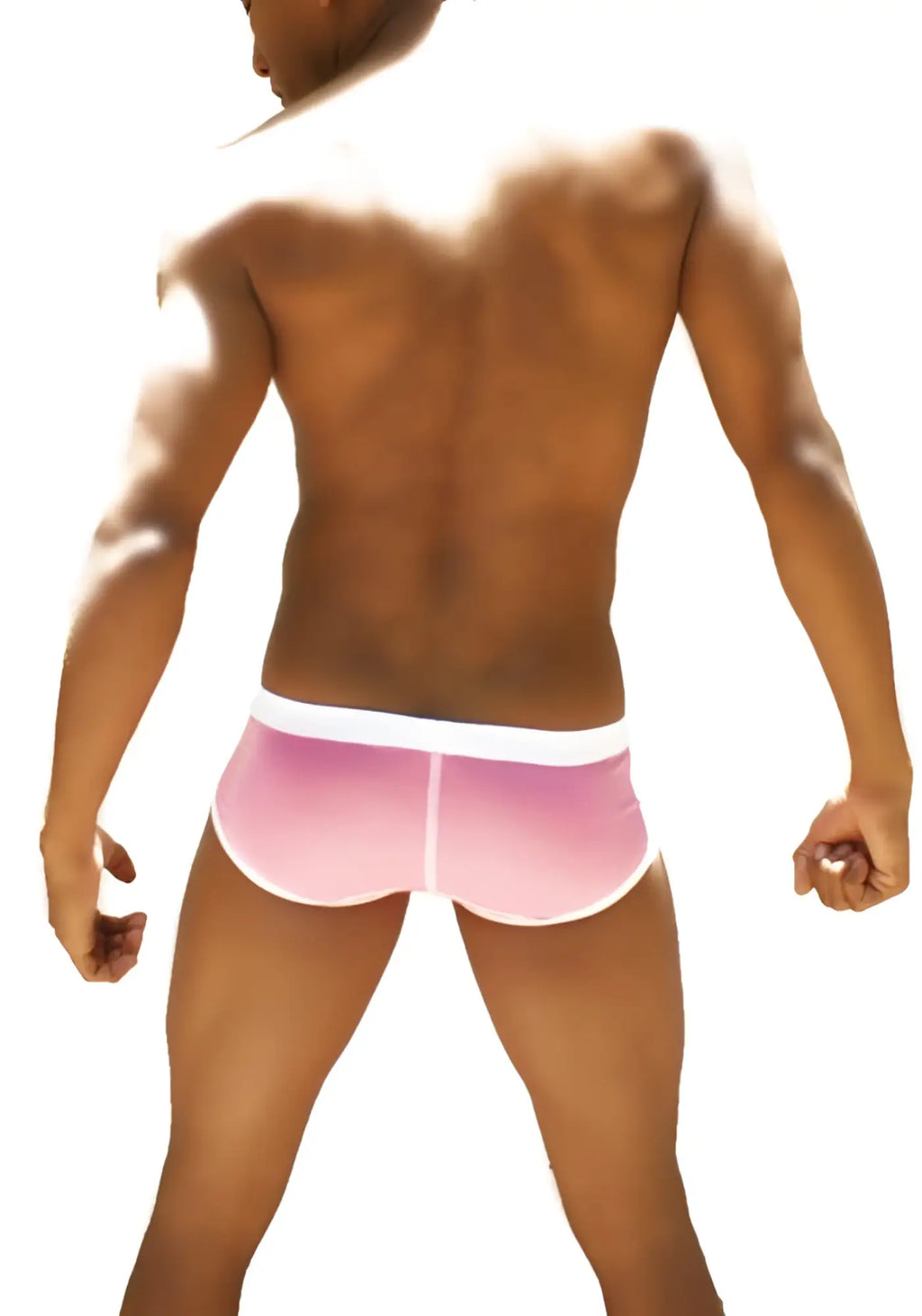 Icker sea weekly contrast panel brief underwear in pink and white with gradient pink athletic design